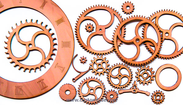 laser cut wood clock gears